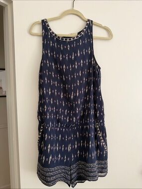 Joie Navy Romper with Pink and Cream Pattern